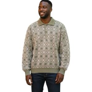 Vintage 80s Sweater Sz XL Wool Blend Retro Print Long Sleeve Pullover Made Italy